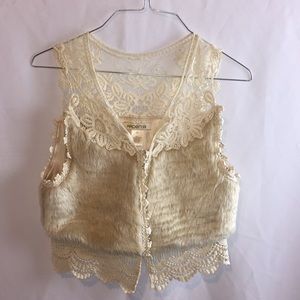 Faux fur cream vest